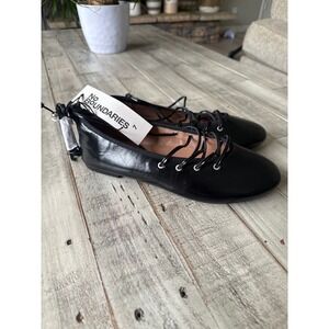 No Boundaries Corset Ballet Flats Black Lace Up Memory Foam Shoes WMNB26FR070 7